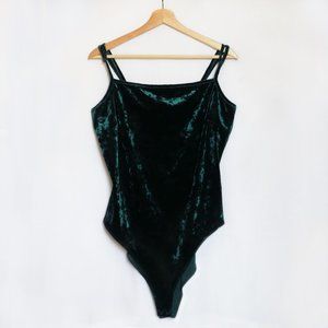 *SOLD VIA DEPOP* Forever 21 Green Crushed Velvet Bodysuit (Plus Size) 3X